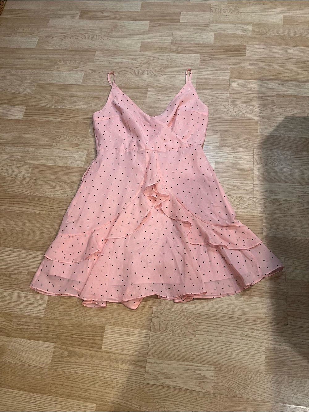 DAVI & DANI Pink Polka-Detail Ruffle Mini Dress
